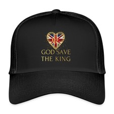 King Charles III God Save The King Trucker Cap, One size, Schwarz/Schwarz