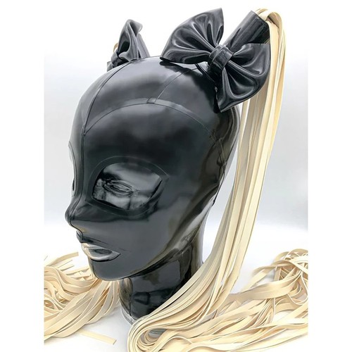 Schwarz latex haube mit - haube,