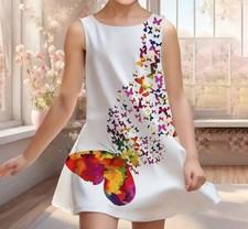 Ärmelloses Sommerkleid lebendigen Schmetterlingsmuster Gr. 146/152 Neu 