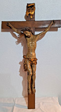 80x44,5 alt geschnitzt Kreuz, Holzkreuz gefaßt Kruzifix Jesus Oberammergau ?