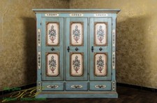 Voglauer Kleiderschrank Altblau Dreitürig Antik Anno 1700 Landhaus Bauernmöbel