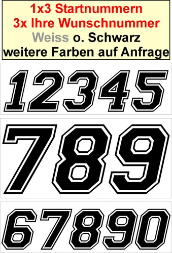 Startnummer zahlen - ×,