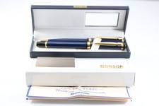 Vintage RONSON Lackiert Dunkelblau Füllfederhalter & Kugelschreiber (Gehäuse & Minen)