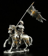 Zinnritter Figur auf Pferd mit Flagge - Zinn Ritter Fahne Sammelfigur - Veronese