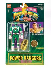 1994 Bandai Power Rangers Auto Morphin Flip Head Green Ranger Tommy Figur / MisB