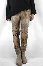 Coole weiche Kunstlederhose 5 Pocket Faux Leather Farbverlauf Braun Camel