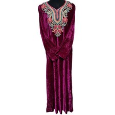 Damen Samt Langarm Maxi Kleid