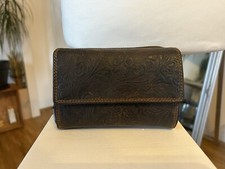 Geldbeutel Echtleder ⭐️ Braune Geldbörse viele Fächer Boho 