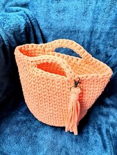 Kleine Tasche, Aufbewahrungskorb, gehäkelt, Recyclinggarn, handmade, 3 Farben