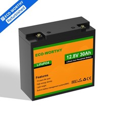 ECO-WORTHY 12V 30Ah LiFePO4 Lithium Batterie Akku für Aussenborder Camping