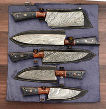 Küchenmesser-Set 5 Teilige mit hochwertigen Damaststahlklingen Handgefertigtes