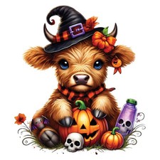 3x Halloween Highland cow car