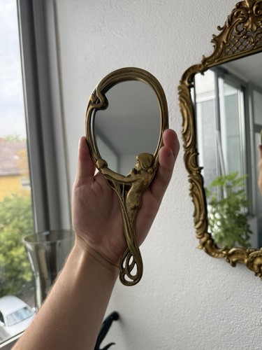 Jugendstil handspiegel messing - jugendstil,