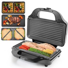 SUPERLEX 3-in-1 Sandwichtoaster Elektrogrill 900W Waffeleisen & Sandwichmaker