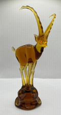Ca 20cm Glasfigur Steinbock braun Vintage Deko Unikat Selten Schön