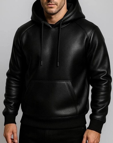 Herren echt leder hoodie - herren,