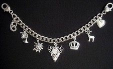 Oktoberfest Herren-Charivari Kette Massiv 7 Anhänger 4 Längen Hirsch Horn Wasen