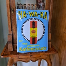 klasse erhaltenes Emailschild HA- Haus WA- Waldt KA- Kaffeezusatz