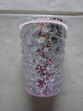 Glas Windlicht, silber mit Glitzer, 13 cm hoch und 9 cm breit