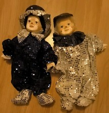 2xStoffclown mit Porzellankopf