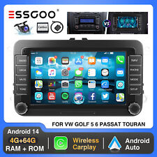 7" Android 14 Apple CarPlay Autoradio 4+64G GPS RDS Für VW GOLF 5 V 6 Touran EOS