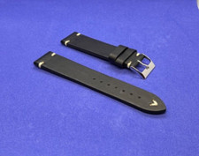 Uhrenarmband Leder Vintage Echtleder 22 mm Schwarz, robustes Vintageleder