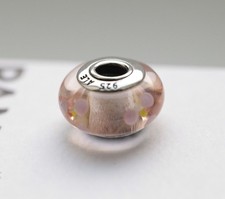 ORIGINAL Pandora Charm Glasperle Murano Rosa Blume 925 Silber Murano