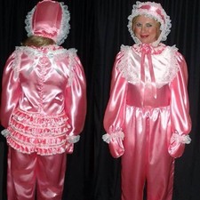 Girl Maid Sissy Pink Satin