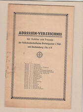 um 1925 Adressen Verzeichnis Schulheime DREISSIGACKER in Thürigen & Sachsenburg