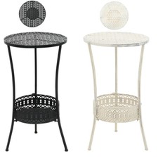 Bistrotisch Gartentisch Balkontisch Rund Metall Vintage 40 x 70 cm Schwarz Weiß