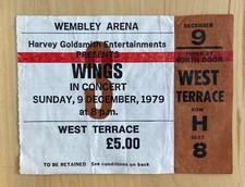 Paul McCartney & Wings - Concert Ticket Wembley - Sunday 9th December 1979