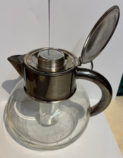 Antike Glas Karaffe, Kalte Ente, versilbert, 23 cm hoch