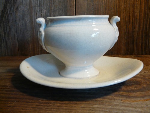 Sauciere senftopf klein antik - senftopf,