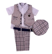 Jungen-Set, Anzug 4-teilig, Weste & Mütze, kariert, Gr. 86, 92, 98, 104, 110