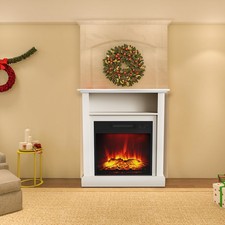 Elektrokamin Elektrischer Kamin Heizgerät Mit LED Flammeneffekt Holzrahmen Timer