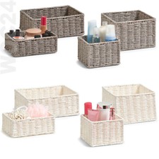 2er SET Aufbewahrung Regal Korb Körbe Bad Büro Kosmetik Körbchen weiß grau