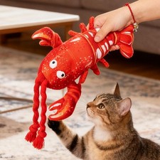 Elektrischer beweglicher Hummer Katzenspielzeug waschbar Plüschtier Sound interaktiv Haustier Hund