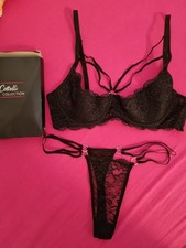 Cottelli Colection BH Hebe Set Gr 80B Slip 38 M 40 L Schwarz Spitze Nachtwäs OPV