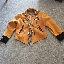 Herren Lederjacke Wildleder Western Style Westernjacke Karneval Größe XXL