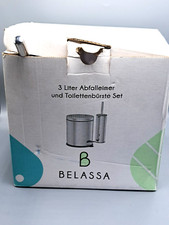 Belasa 3 Liter Abfalleimer und Toilettenbürste-Set, Silber