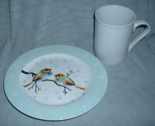 Maison Strauss °Winter° Kuchen- Teller und Kaffeebecher weiß ( oder: 2 x Becher)