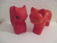 DDR, 2 originale Quietschfiguren, Eichhörnchen und Katze, Hohlgummi, ca. 10cm !!