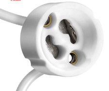 5x Lampenfassung GU10 rund für Hochvoltlampen, 11cm Kabel, max. 230V/150W