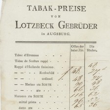 Tabakpreise Preisliste