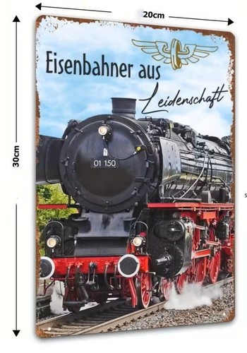 Dampflok metallschild neu - dampflok,