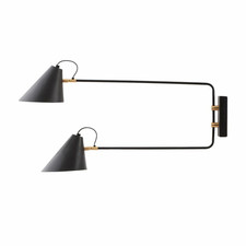 House Doctor Club Wandleuchte Double Leselampe Nachttischlampe 2 flammig Schwarz