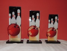3er Serie Acryl Pokale Bowling Pin Pokal inkl.Gravur  APLA