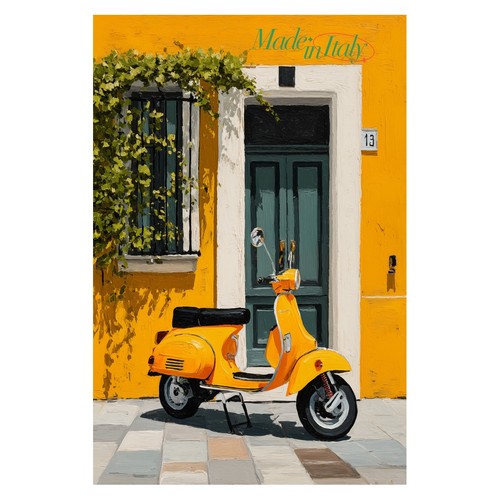 Vespa auf der gelben straße - gelben,