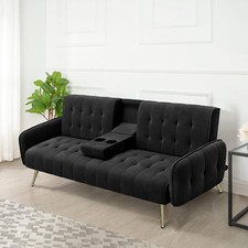Sofa mit Knopfsteppung Schlafsofa Zweisitzer klappbare Mittelarmlehne HTI-Living
