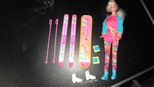Barbie Ski Fun Vintage Mattel 90er mit Zubehör Snowboard  Wintersport